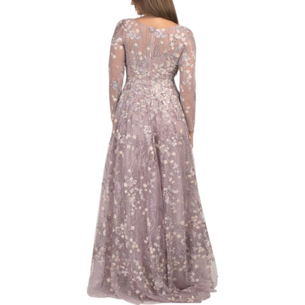 MAC DUGGAL Long Sleeve Floral Embellished Gown - Picture 2 of 4